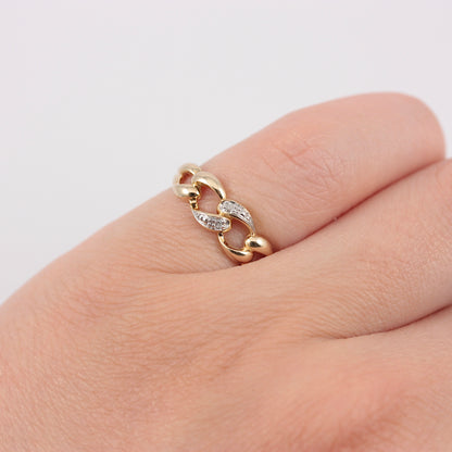 Pre-owned 9ct Gold Diamond Curb Chain Ring