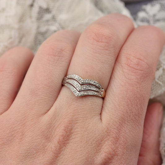 Pre-owned 9ct Gold Diamond Triple Wishbone Ring
