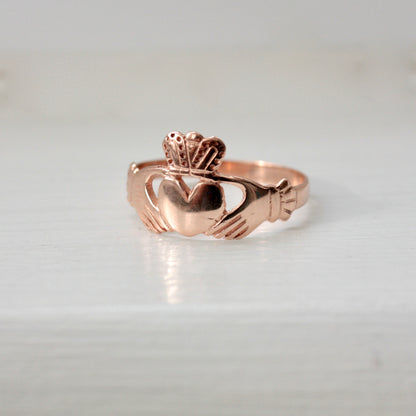 Vintage 9ct Rose Gold Claddagh Ring, 1990