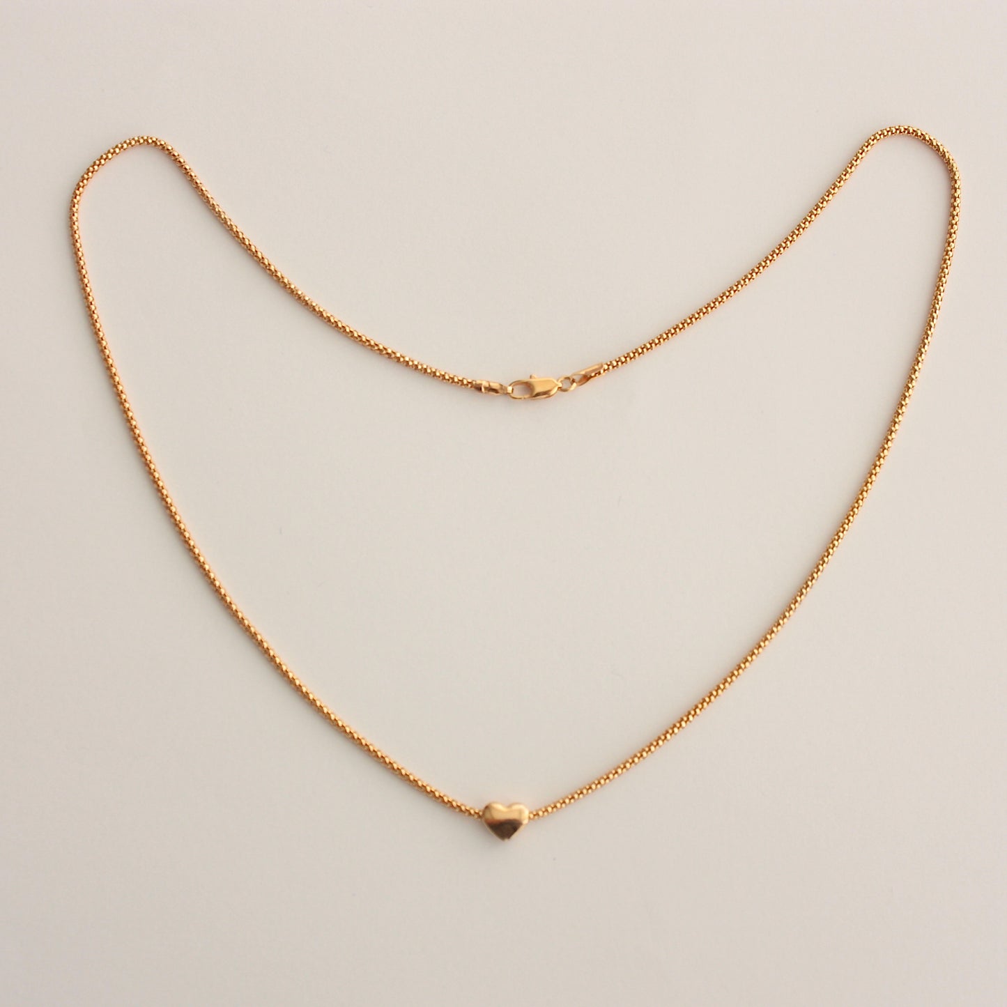 Pre-owned 9ct Gold Popcorn Chain Necklace with Heart Slider Bead
