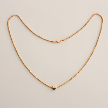 Pre-owned 9ct Gold Popcorn Chain Necklace with Heart Slider Bead