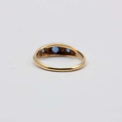 Antique 18ct Gold Sapphire and Diamond Boat Ring