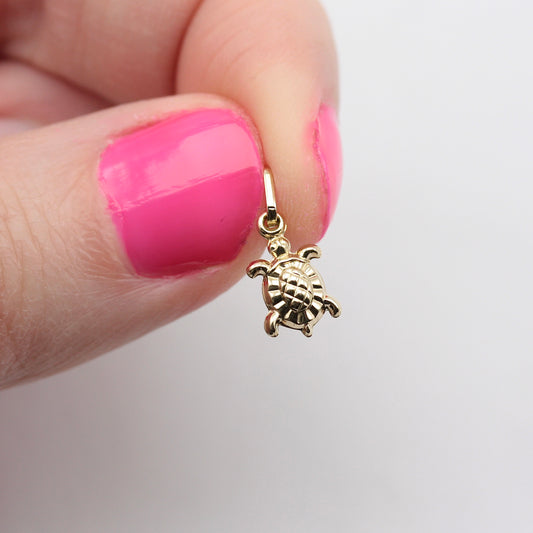 Tiny Puffy 9ct Gold Turtle Charm