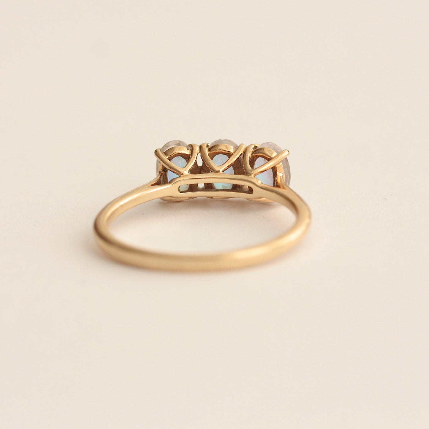 Pre-owned 9ct Gold Mystic Topaz Three Stone Ring