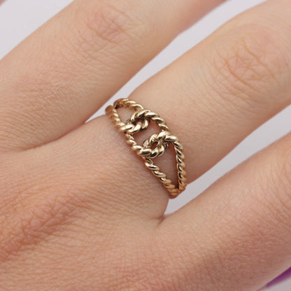 Vintage 9ct Gold Rope Knot Ring, 1978
