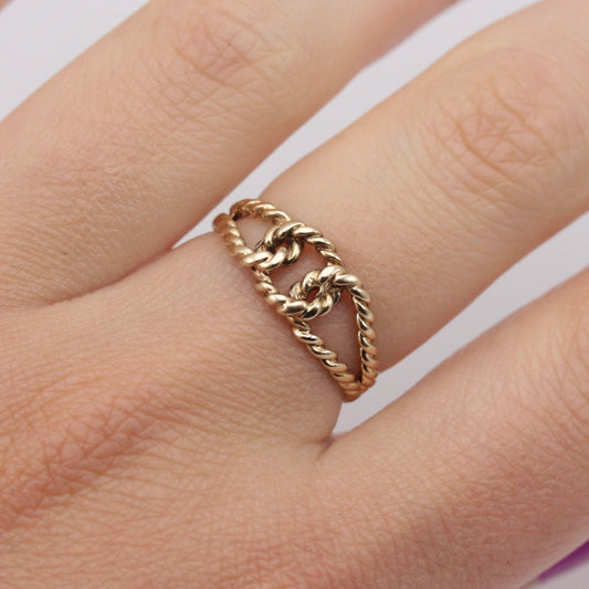 Vintage 9ct Gold Rope Knot Ring, 1978