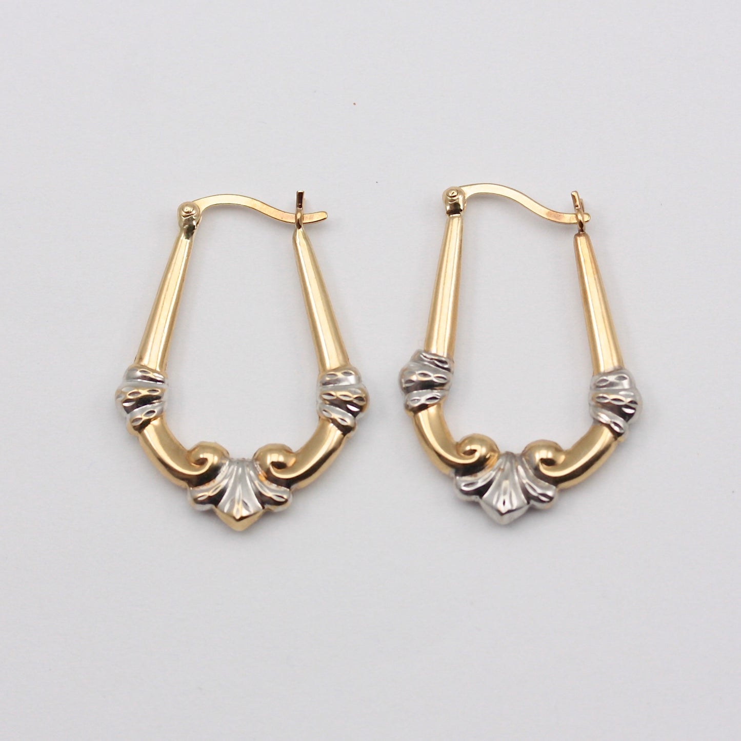 Pre-owned 9ct Two Tone Gold Creole Hoop Earrings, Modern