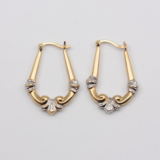 Pre-owned 9ct Two Tone Gold Creole Hoop Earrings, Modern