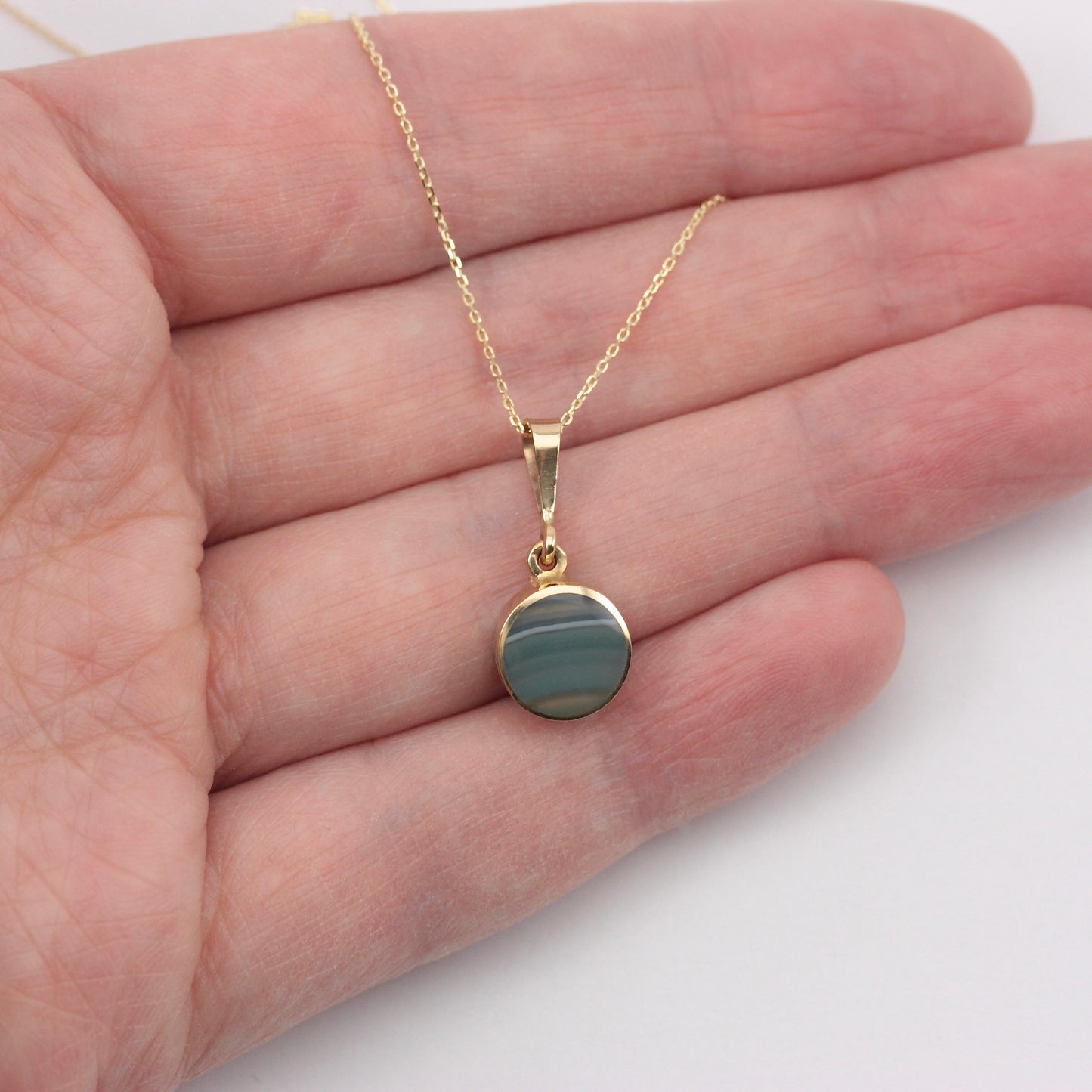 Pre-owned 9ct Gold Grey Banded Agate Pendant by David Scott Walker