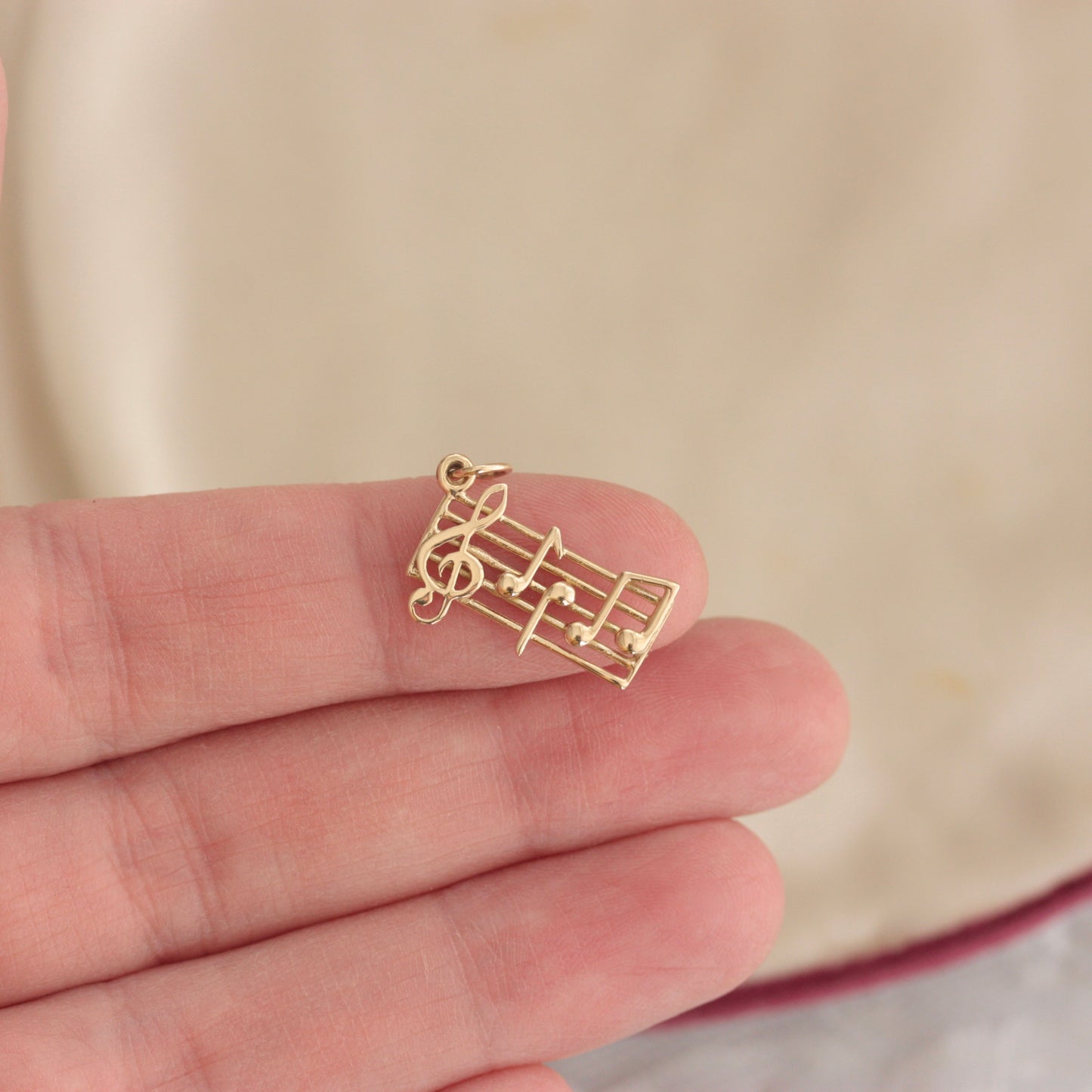 Vintage 9ct Gold Musical Notes Charm / Pendant, 1990
