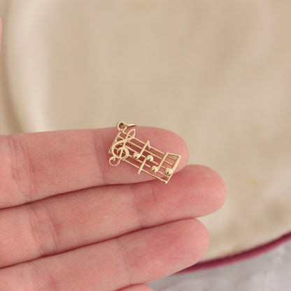 Vintage 9ct Gold Musical Notes Charm / Pendant, 1990