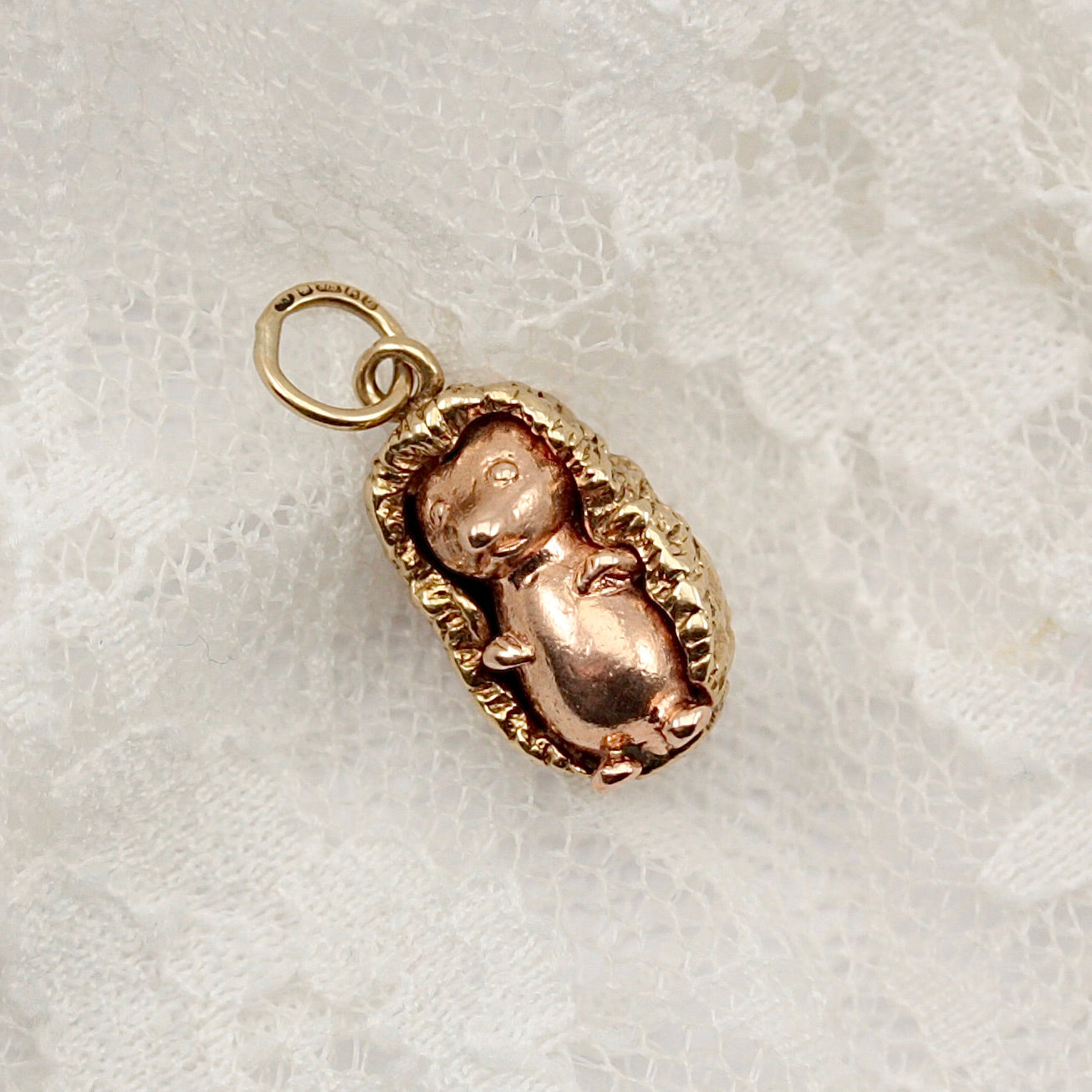 Vintage 9ct Yellow and Rose Gold Hedgehog Charm, 1994