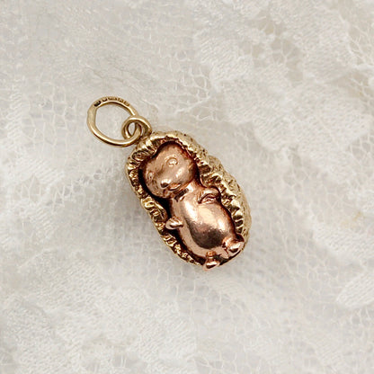 Vintage 9ct Yellow and Rose Gold Hedgehog Charm, 1994