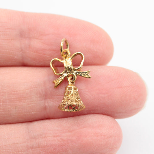 Vintage 9ct Gold Christmas Bell Charm, 1979