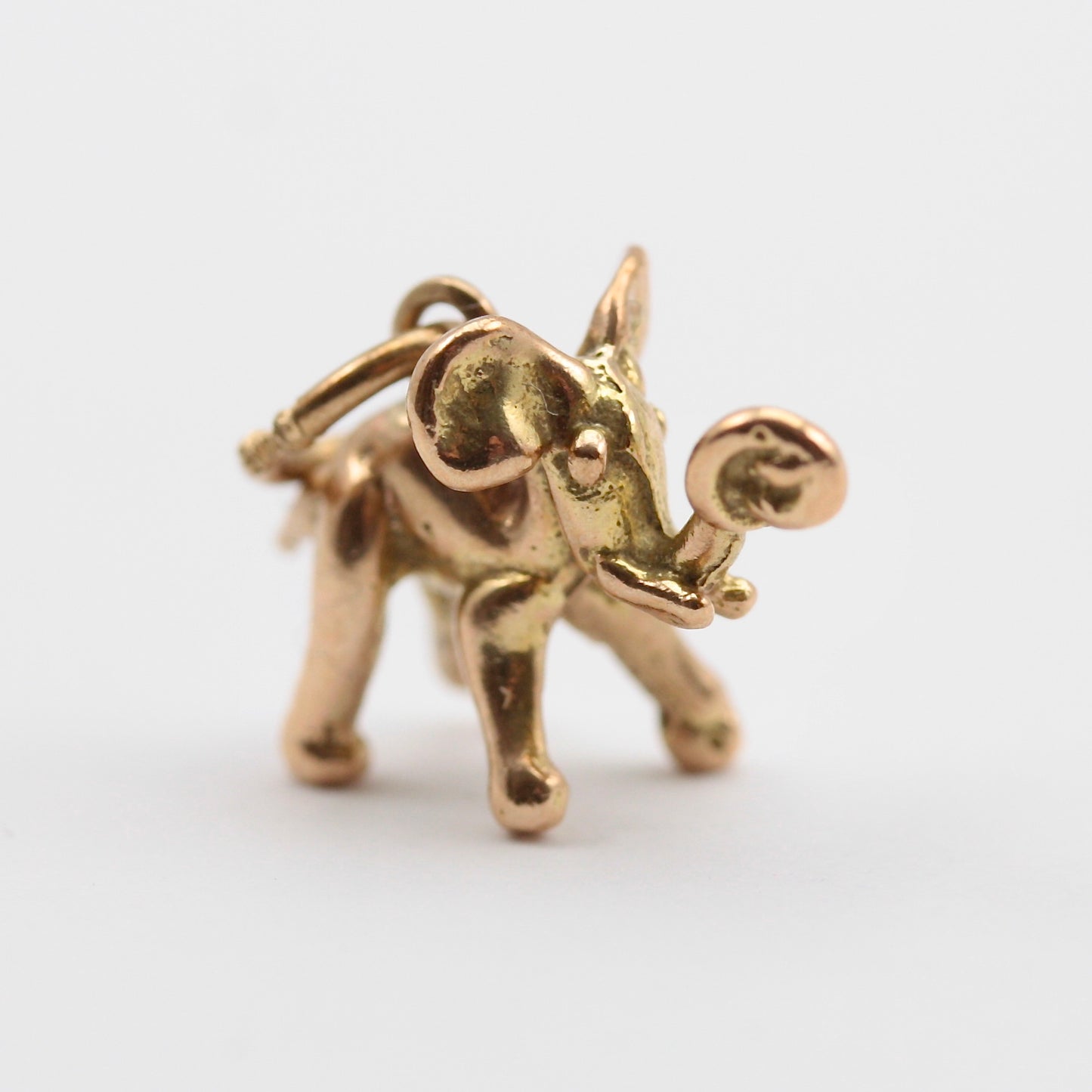 Vintage 9ct Gold Elephant with Knotted Trunk Charm, "Don't Forget"