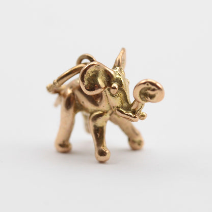 Vintage 9ct Gold Elephant with Knotted Trunk Charm, "Don't Forget"