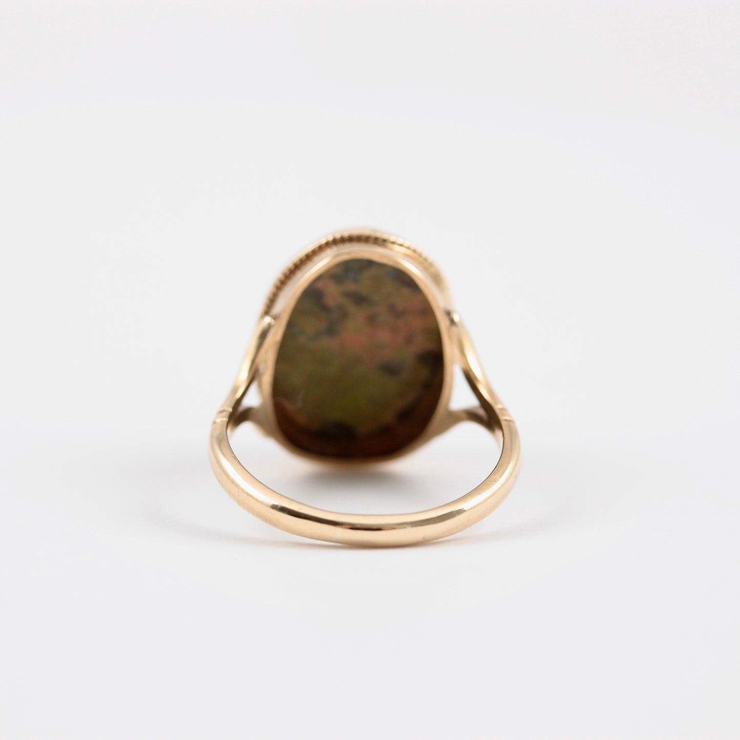 Rare Vintage Statement Ring with Unakite Gemstone, 1973