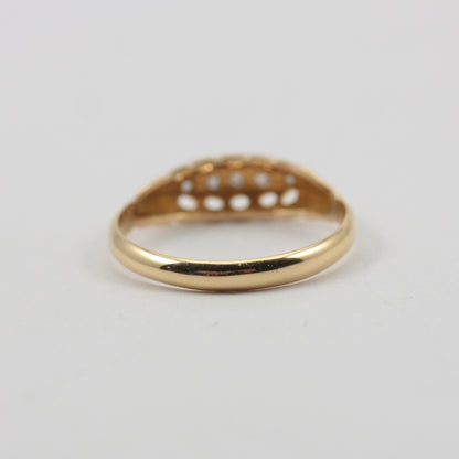 Antique Edwardian 18ct Gold Diamond Chip 5 Stone Boat Ring, 1907