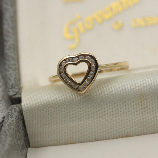 Pre-owned 9ct Gold and Diamond Heart Ring