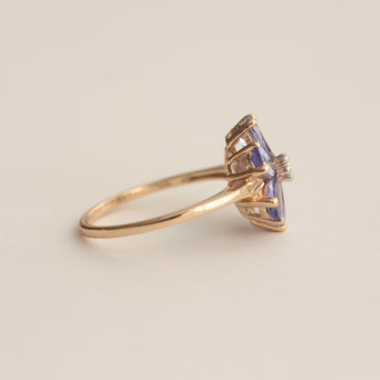Pre-owned 9ct Gold Tanzanite Flower Cluster Ring