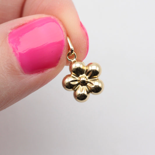 Small Puffy 9ct Gold Flower Charm