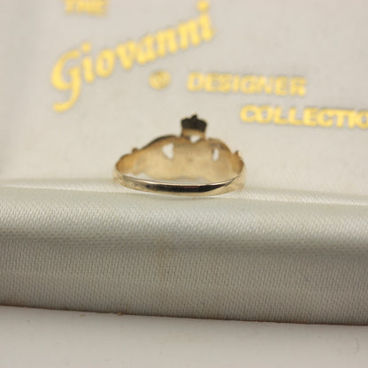 Vintage 9ct Gold Diamond Claddagh Ring