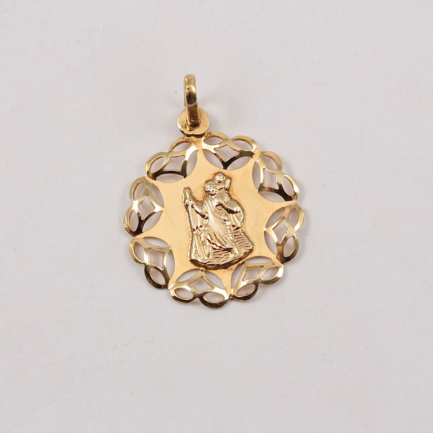 vintage medium 9ct gold st christopher pendant