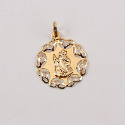 vintage medium 9ct gold st christopher pendant