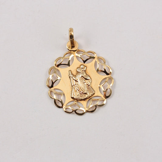 vintage medium 9ct gold st christopher pendant