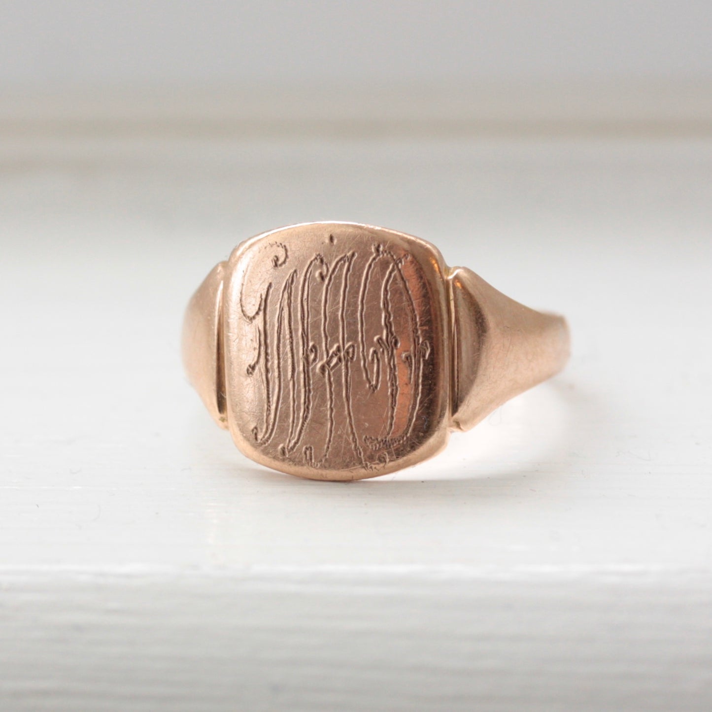 Early Vintage 9ct Gold Monogram Signet Ring, 1926