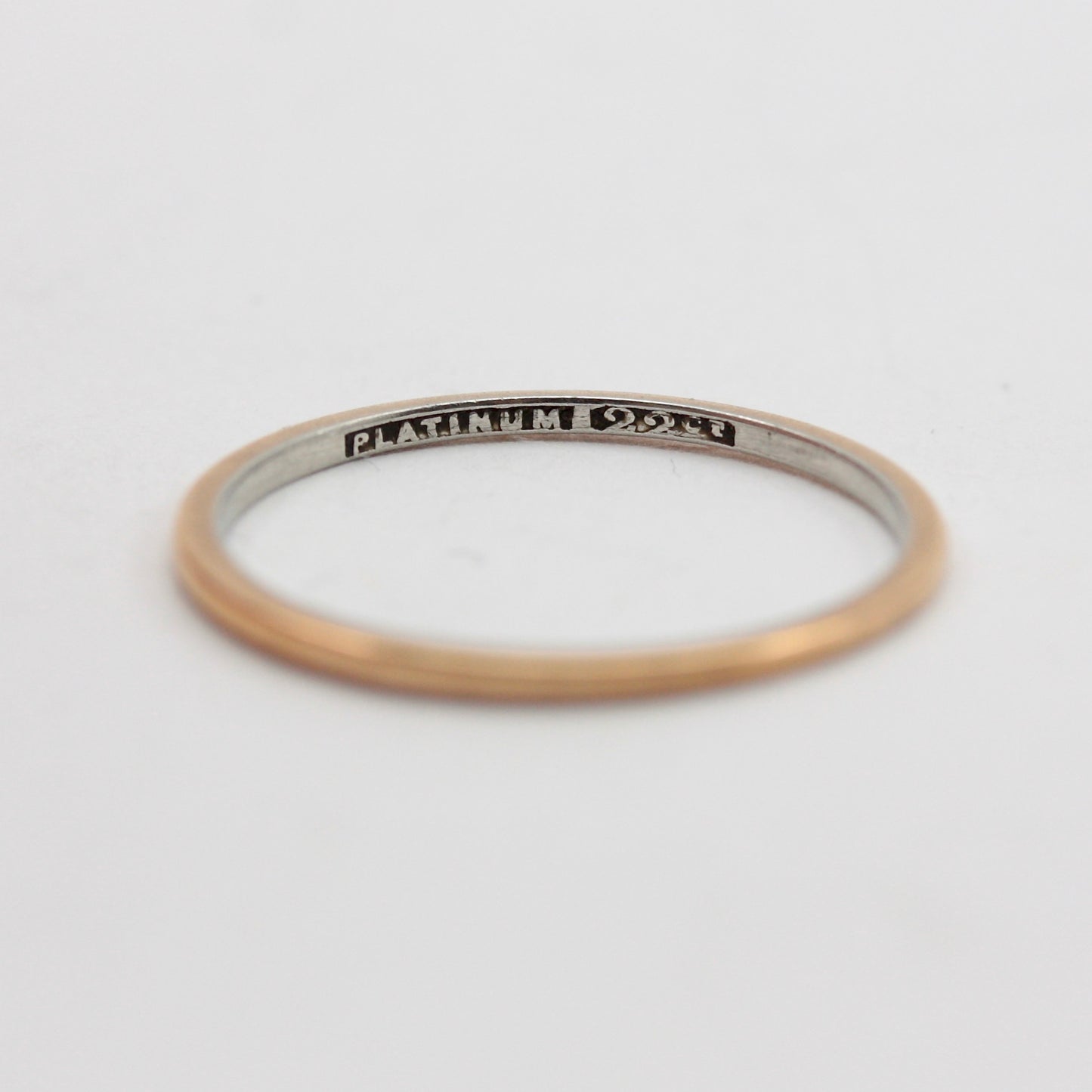 Early Vintage 22ct Gold & Platinum Skinny Wedding Band