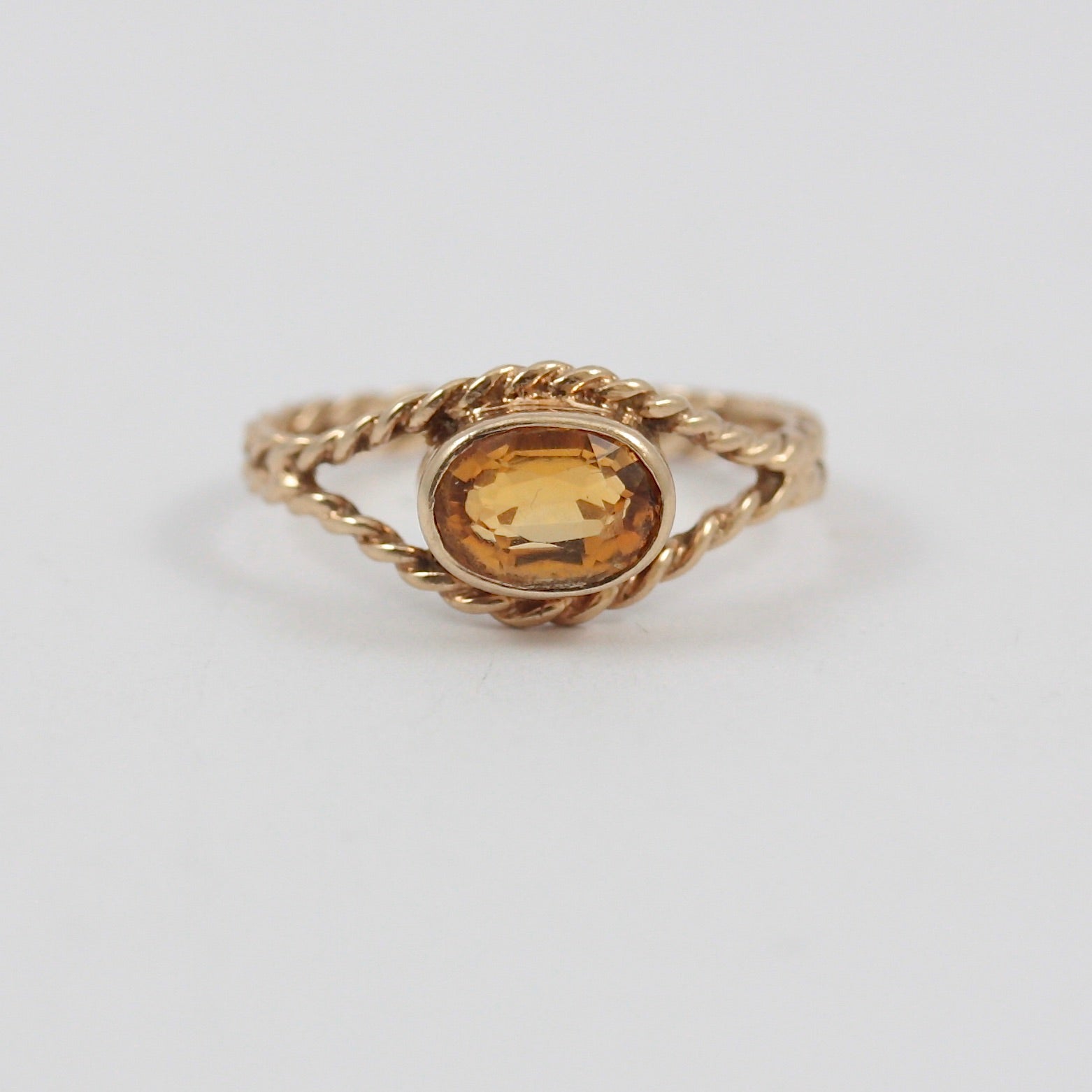 vintage 9ct gold citrine rope ring