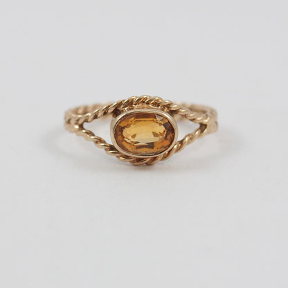 vintage 9ct gold citrine rope ring