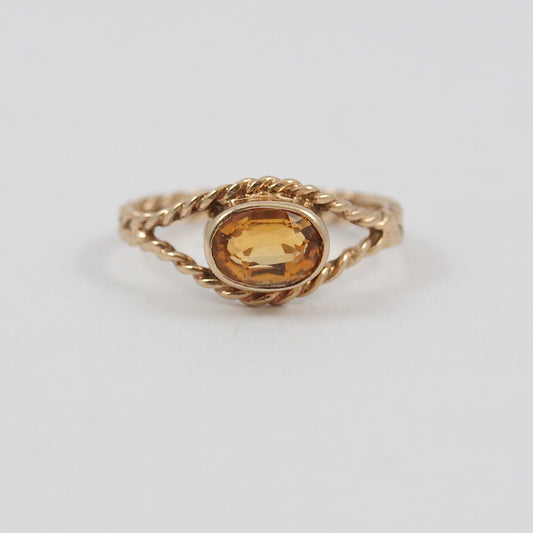 vintage 9ct gold citrine rope ring