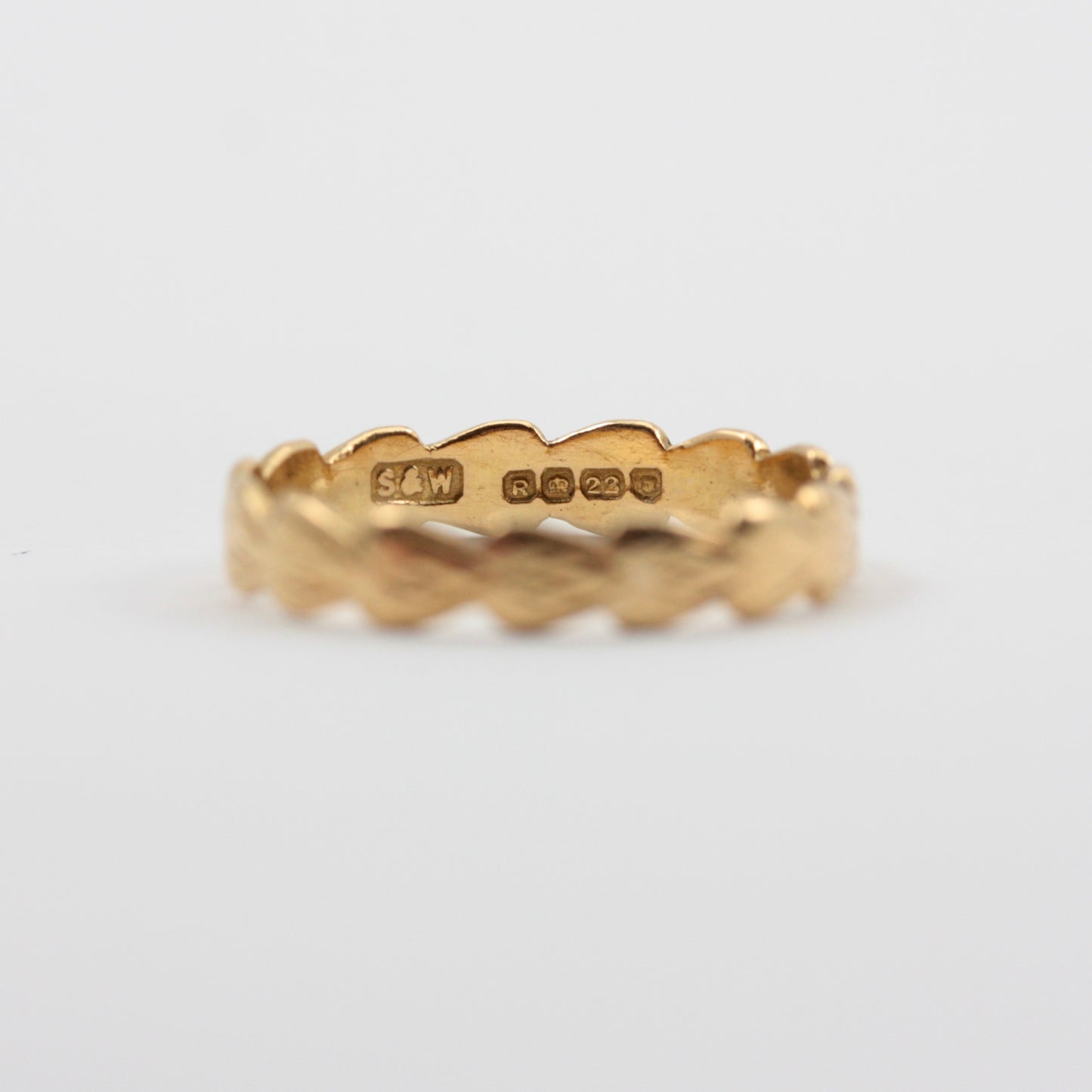 Vintage 22ct Gold Patterned Band Ring, 1952