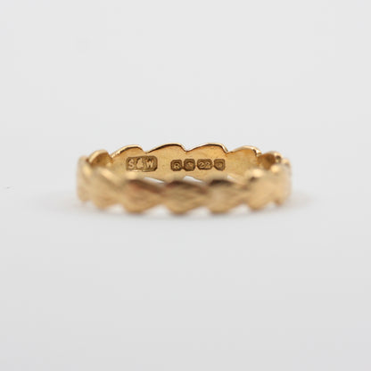 Vintage 22ct Gold Patterned Band Ring, 1952