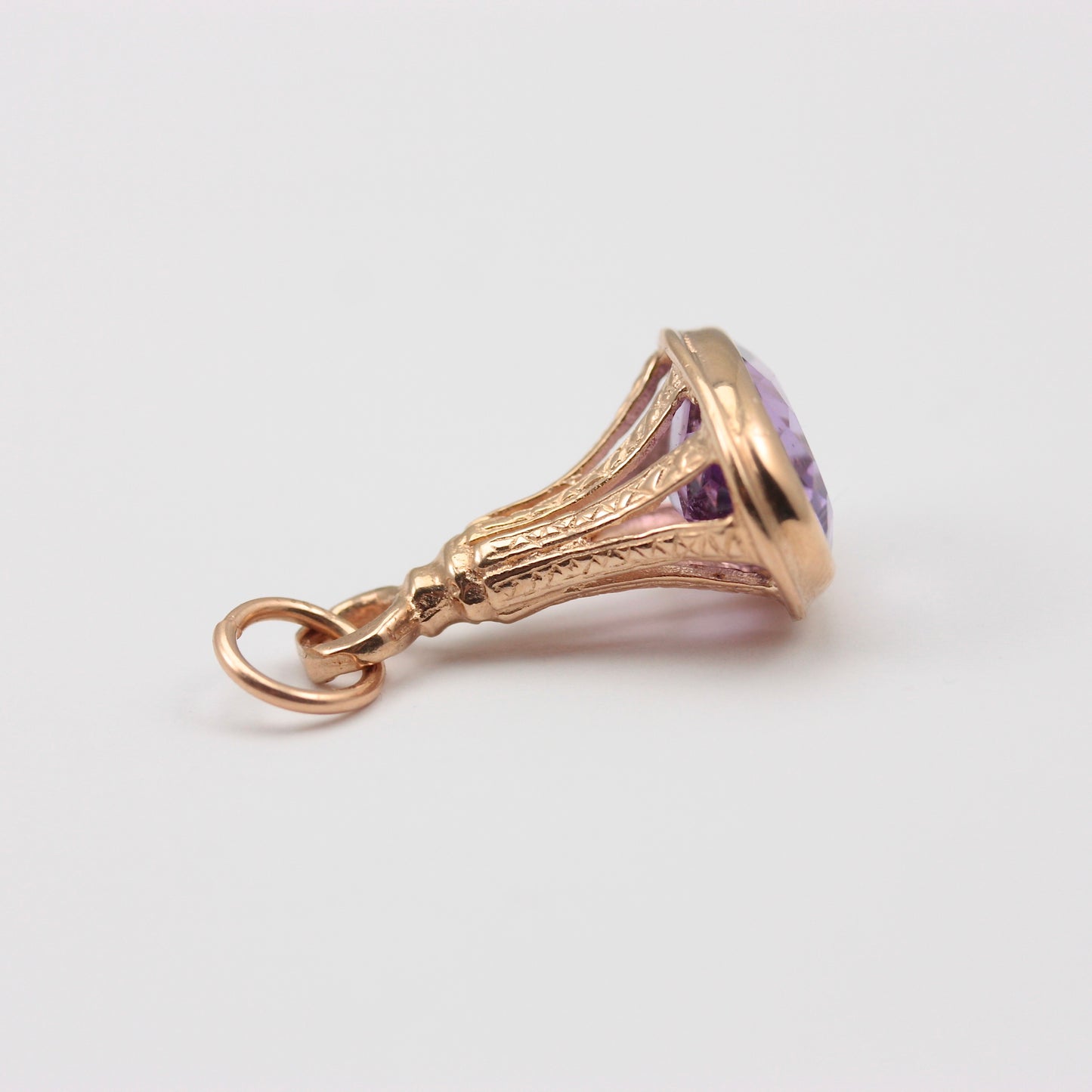 Vintage 9ct Gold and Amethyst Fob Style Pendant, 1992