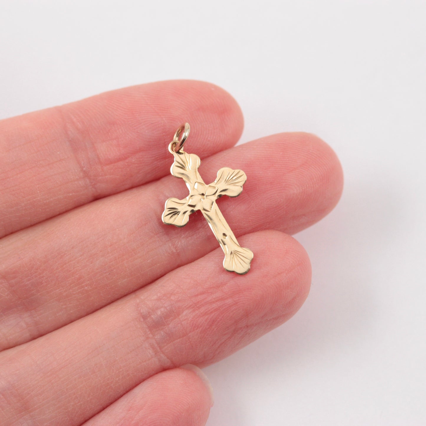 Vintage 9ct Gold Small Cross Pendant, 1966