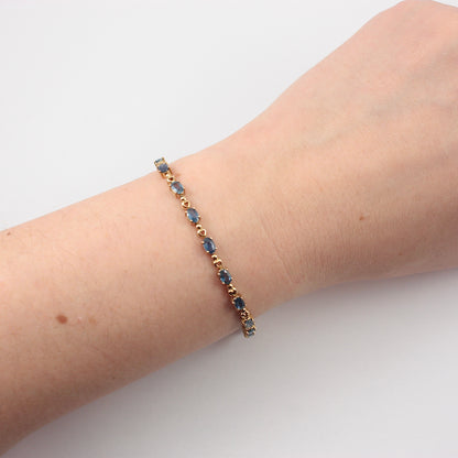 Pre-owned 9ct Gold Sapphire Heart Link Bracelet, 2005