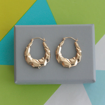 vintage 9ct gold creole hoop earrings