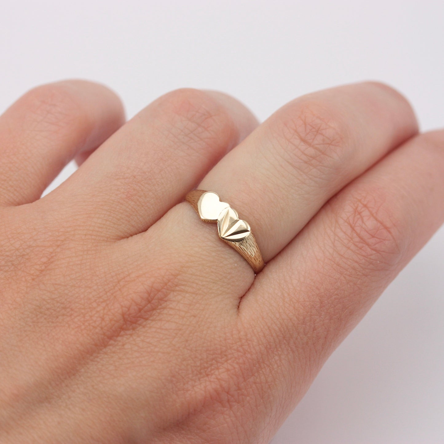Vintage 9ct Gold Double Heart Ring, 1988
