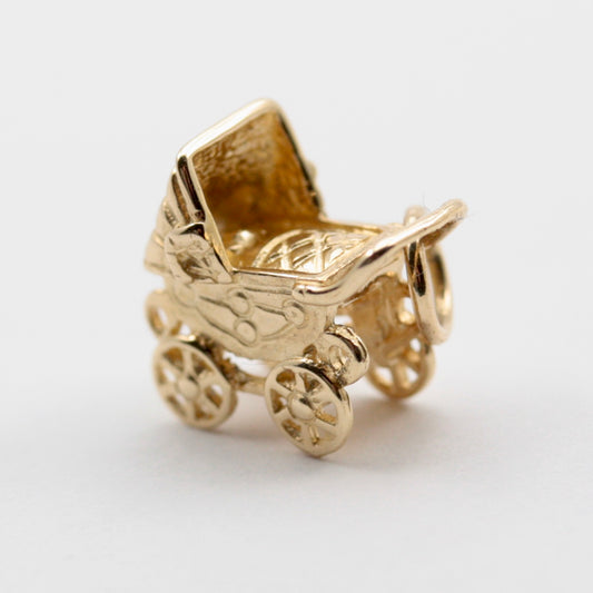 Pre-owned 9ct Gold Small Baby's Pram Charm
