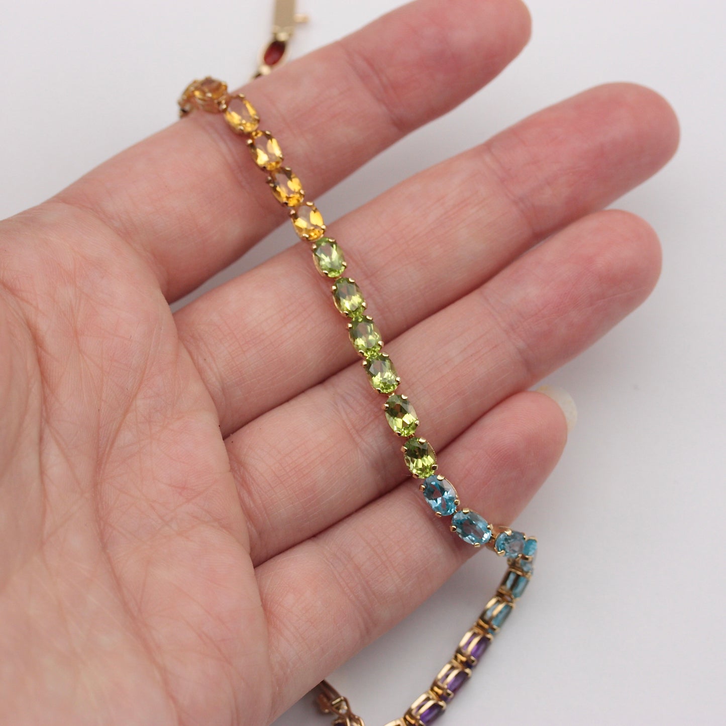 Vintage 9ct Gold Rainbow Gemstone Bracelet, 1998