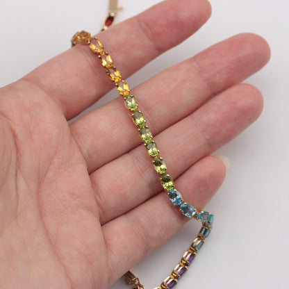 Vintage 9ct Gold Rainbow Gemstone Bracelet, 1998