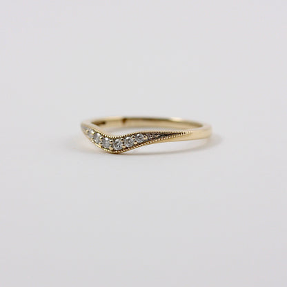 Pre-owned 9ct Gold Diamond Curved Wishbone Ring