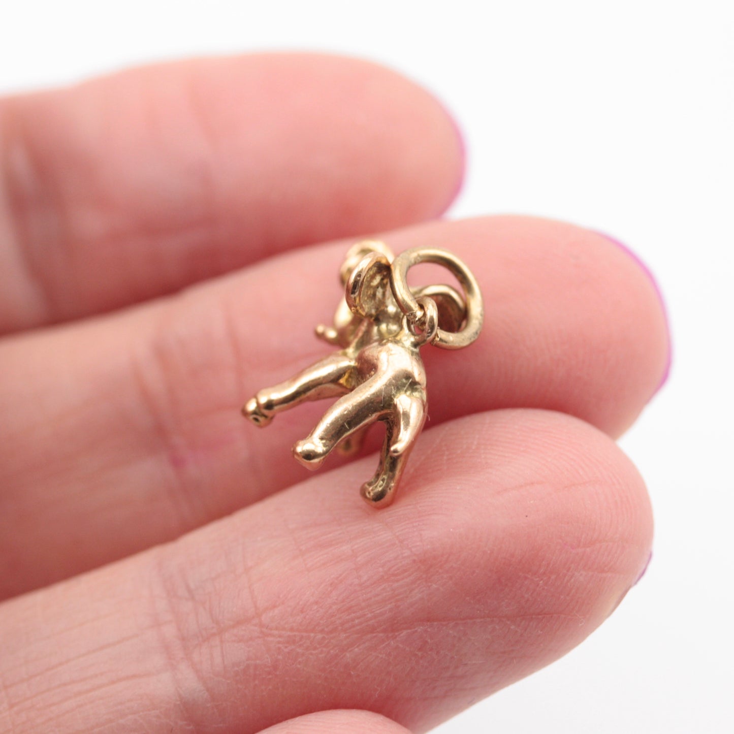 Vintage 9ct Gold Elephant with Knotted Trunk Charm, "Don't Forget"
