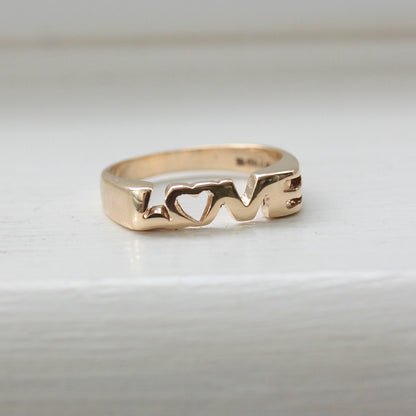 Vintage 9ct Gold 'LOVE' Ring, 1986