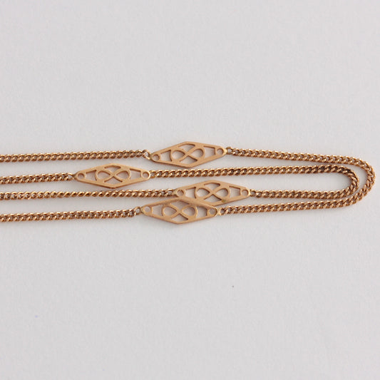 Vintage Italian Gold Short Curb and Panel Necklace