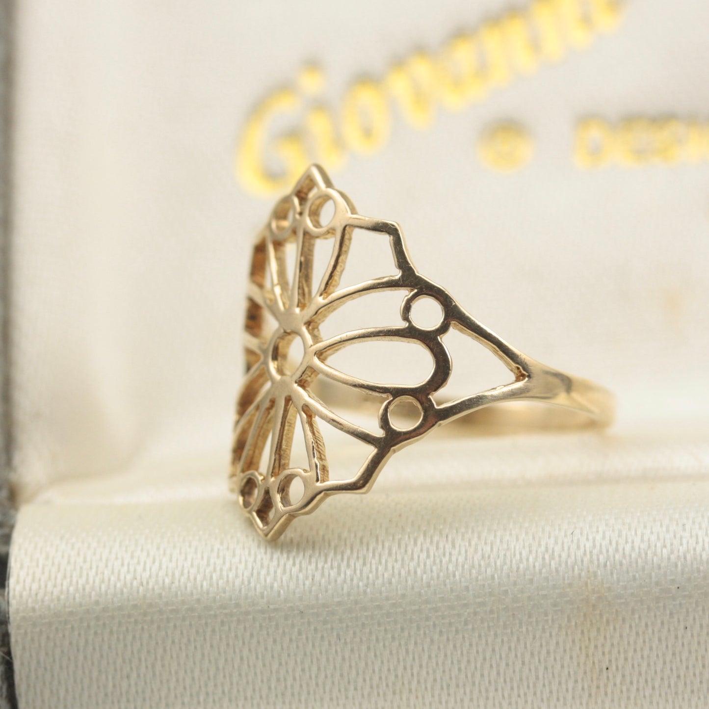 Vintage 9ct Gold Floral Openwork Ring, 1997