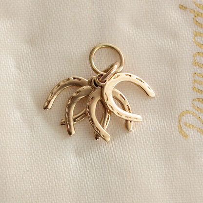 Vintage 9ct Gold Set of Four Horseshoe Charms